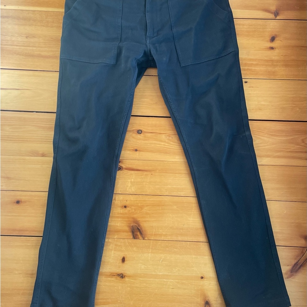 Taylor Stitch Blue Cargo Pants with Slim Tapered Fit